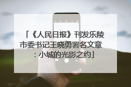 《人民日报》刊发乐陵市委书记王晓勇署名文章：小城的光影之约