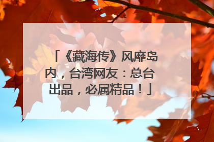 《藏海传》风靡岛内，台湾网友：总台出品，必属精品！
