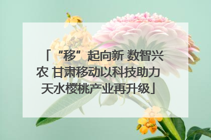 “移”起向新 数智兴农 甘肃移动以科技助力天水樱桃产业再升级