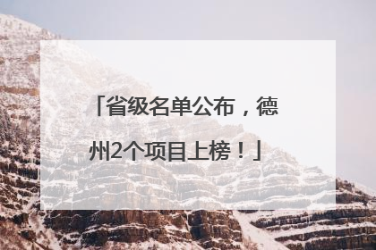 省级名单公布，德州2个项目上榜！