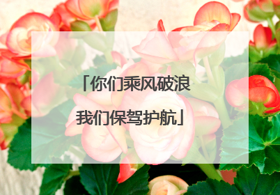 你们乘风破浪 我们保驾护航