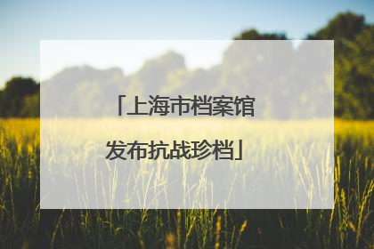 上海市档案馆发布抗战珍档