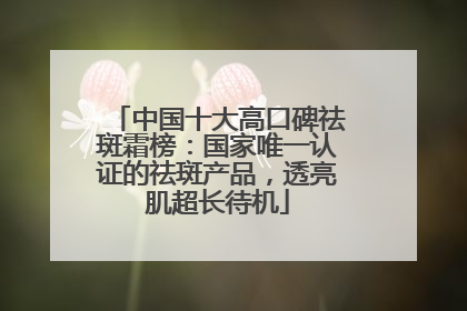 中国十大高口碑祛斑霜榜：国家唯一认证的祛斑产品，透亮肌超长待机
