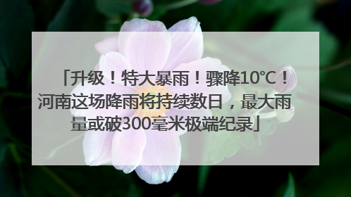 升级！特大暴雨！骤降10℃！河南这场降雨将持续数日，最大雨量或破300毫米极端纪录