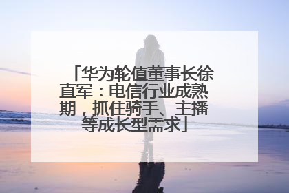 华为轮值董事长徐直军：电信行业成熟期，抓住骑手、主播等成长型需求