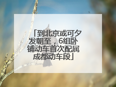 到北京或可夕发朝至，6组卧铺动车首次配属成都动车段