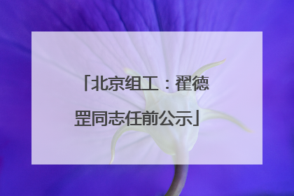 北京组工：翟德罡同志任前公示