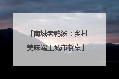 商城老鸭汤：乡村美味端上城市餐桌