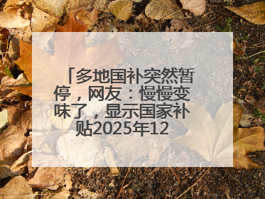 多地国补突然暂停，网友：慢慢变味了，显示国家补贴2025年12月31日结束