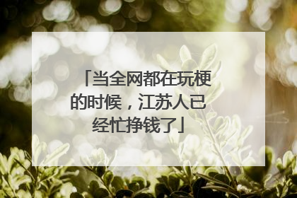 当全网都在玩梗的时候，江苏人已经忙挣钱了