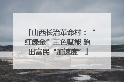 山西长治革命村：“红绿金”三色赋能 跑出富民“加速度”