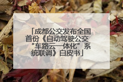 成都公交发布全国首份《自动驾驶公交“车路云一体化”系统联调》白皮书