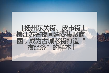 扬州东关街、皮市街上榜江苏省夜间消费集聚商圈，成为古城老街打造“夜经济”的样本
