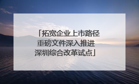 拓宽企业上市路径 重磅文件深入推进深圳综合改革试点