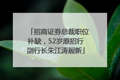 招商证券总裁职位补缺，52岁原招行副行长朱江涛履新