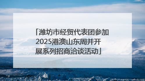 潍坊市经贸代表团参加2025港澳山东周并开展系列招商洽谈活动