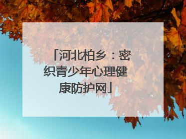 河北柏乡：密织青少年心理健康防护网