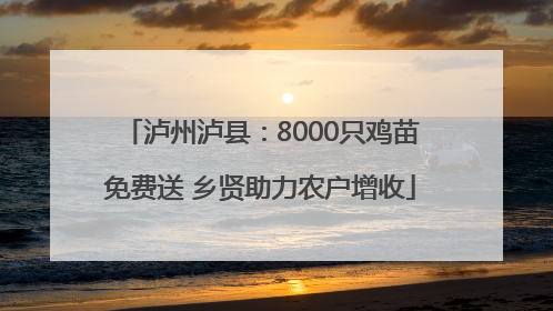 泸州泸县：8000只鸡苗免费送 乡贤助力农户增收