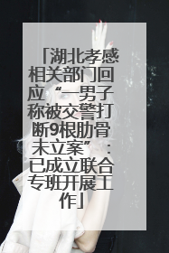 湖北孝感相关部门回应“一男子称被交警打断9根肋骨未立案”：已成立联合专班开展工作