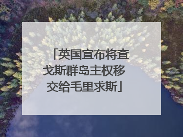 英国宣布将查戈斯群岛主权移交给毛里求斯