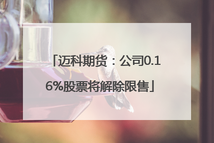 迈科期货：公司0.16%股票将解除限售