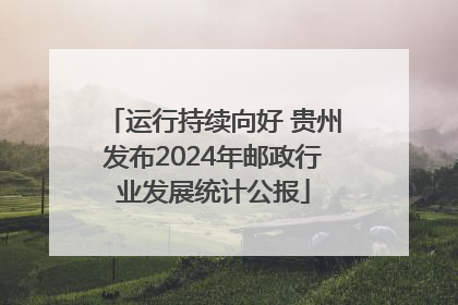 运行持续向好 贵州发布2024年邮政行业发展统计公报