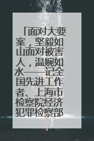 面对大要案，坚毅如山面对被害人，温婉如水——记全国先进工作者、上海市检察院经济犯罪检察部主任马玮玮