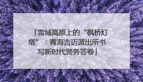 雪域高原上的“枫桥灯塔”：青海吉迈派出所书写新时代警务答卷