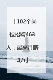 102个岗位招聘463人，最高月薪3万
