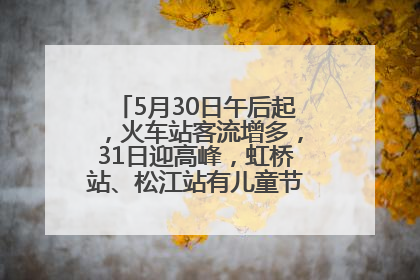 5月30日午后起，火车站客流增多，31日迎高峰，虹桥站、松江站有儿童节和端午亲子活动