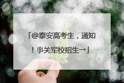 @泰安高考生，通知！事关军校招生→